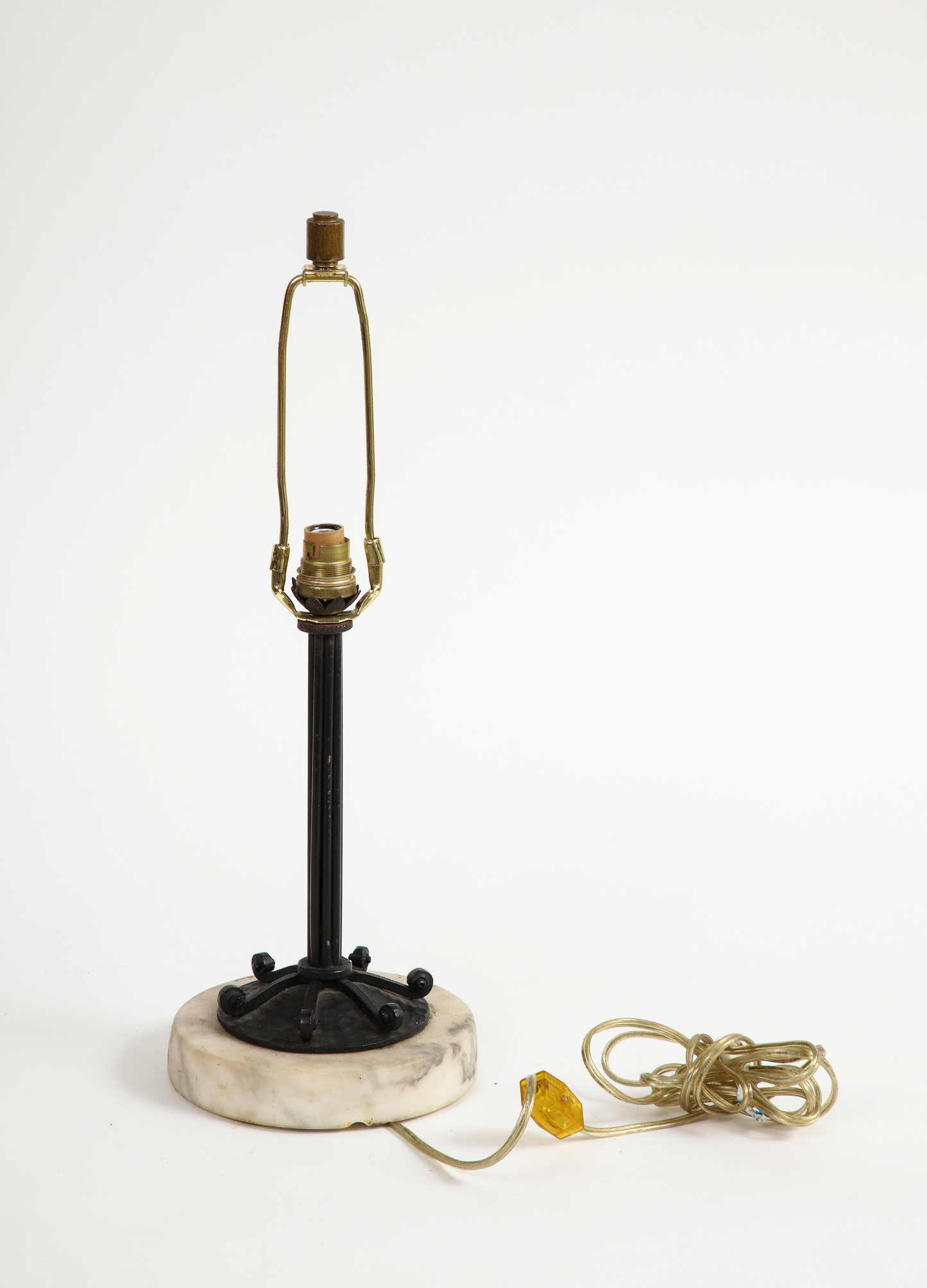 20th Century French Iron Table Lamp on Marble Base