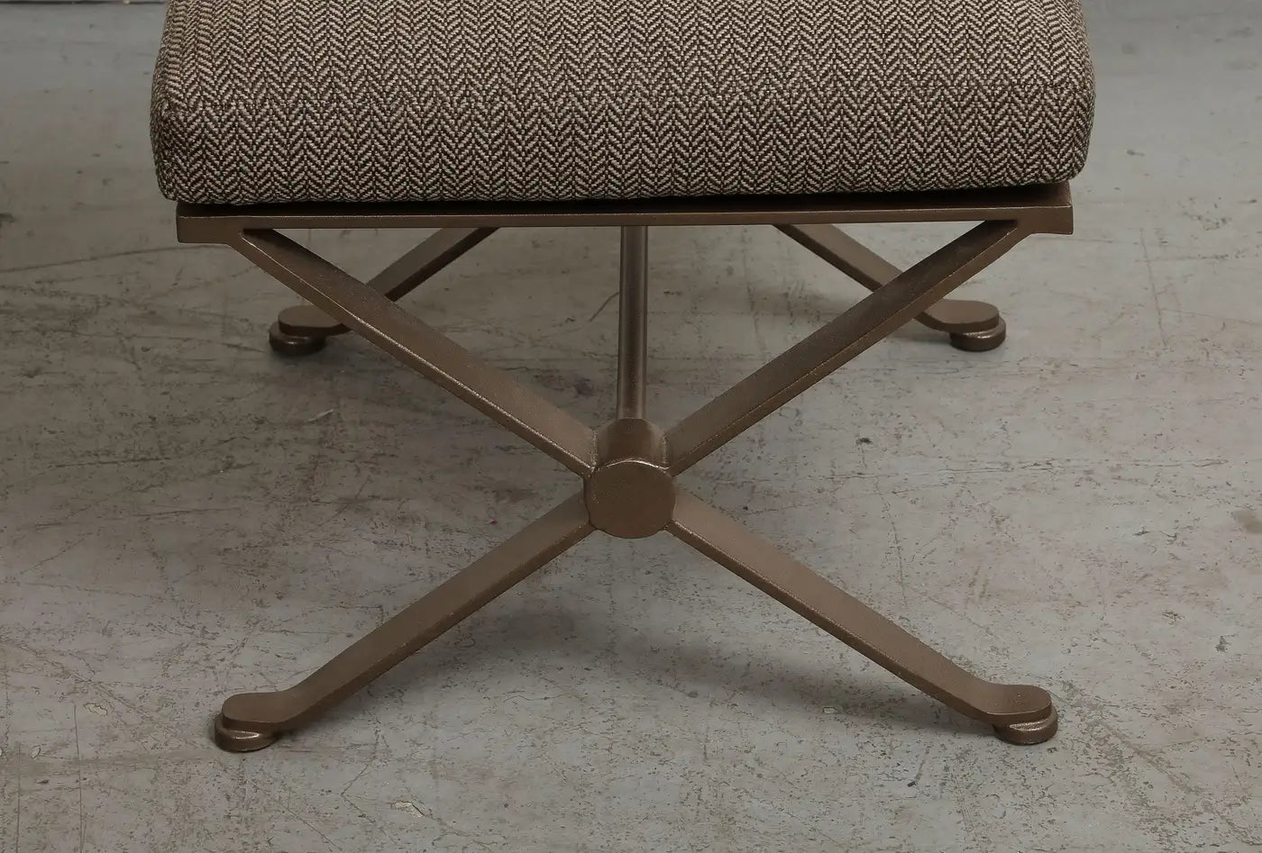 Pair of Contemporary Herringbone X-Form Bronze Benches