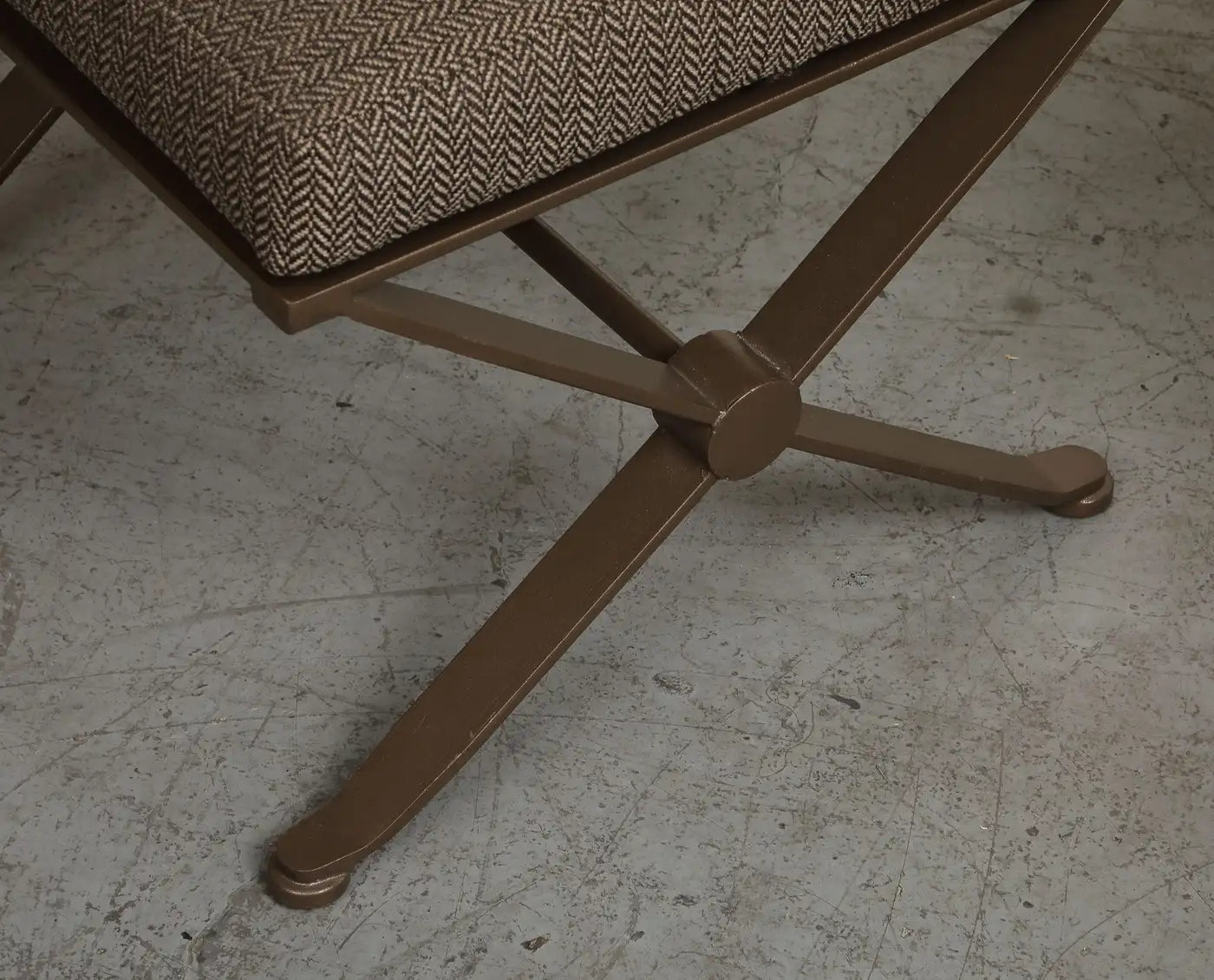 Pair of Contemporary Herringbone X-Form Bronze Benches