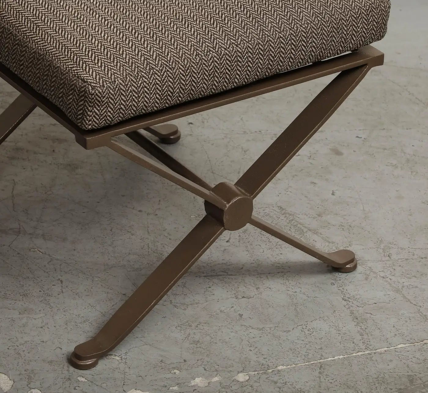 Pair of Contemporary Herringbone X-Form Bronze Benches