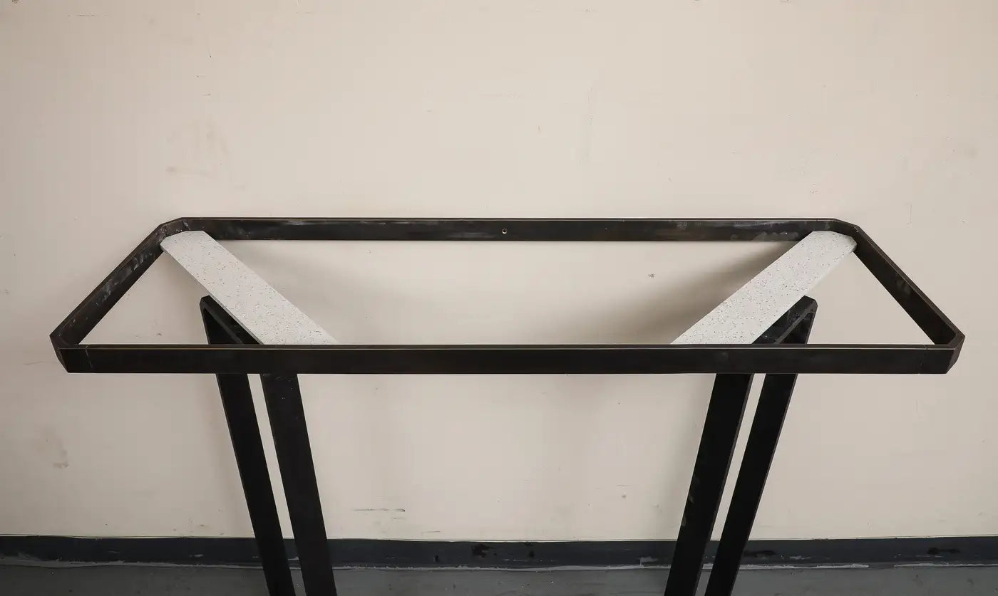 Modern Iron Wall-Mounted Officina Ciani Console with New Marble Top