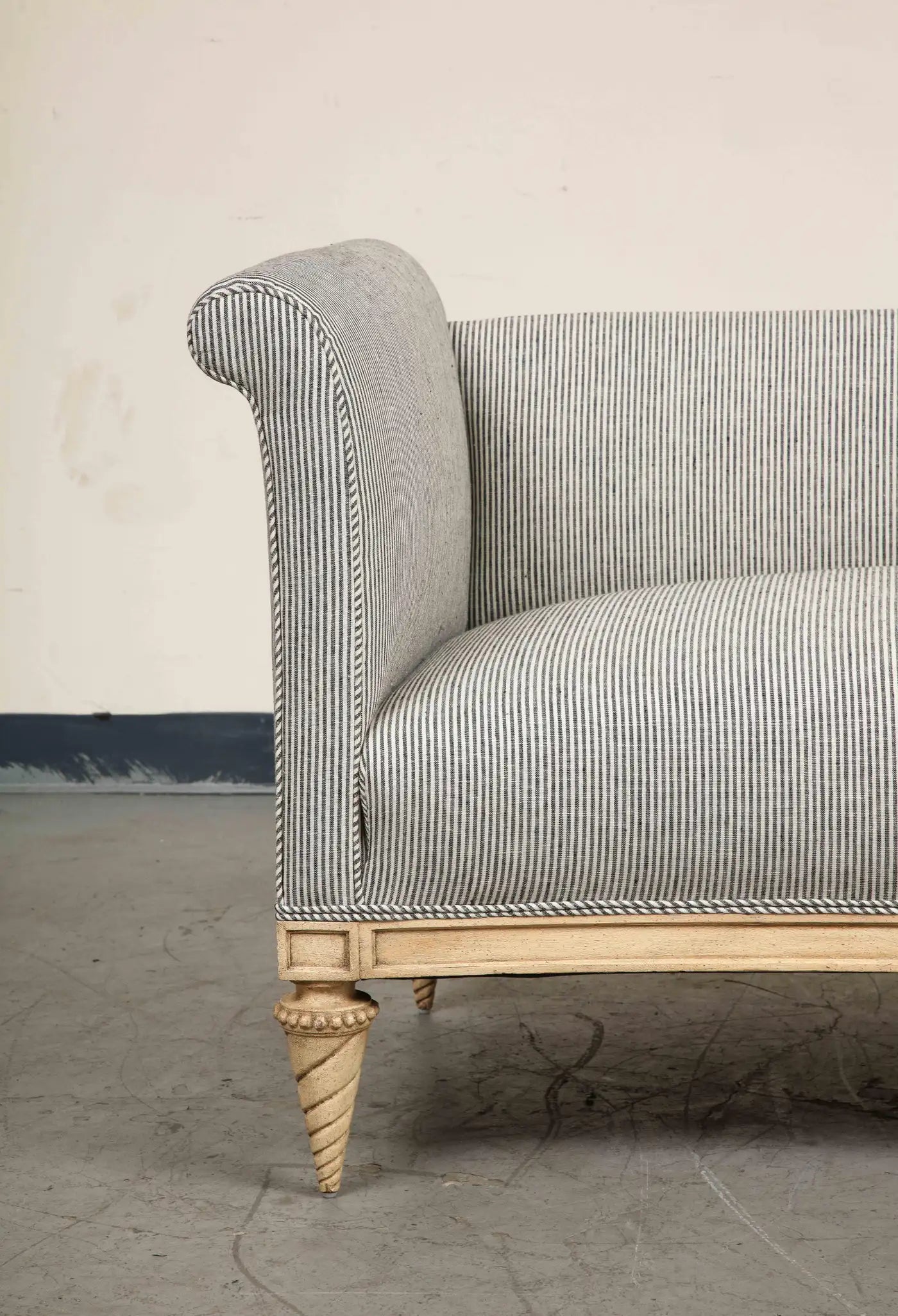 Louis XVI Style French Striped Settee, Manner of Jansen, circa 1940