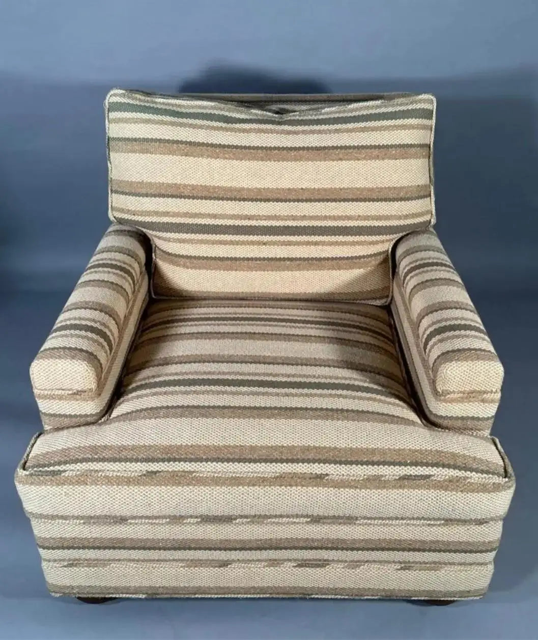 Large Scale Jean Michel Frank Style Upholstered Armchair and Ottoman circa 1950