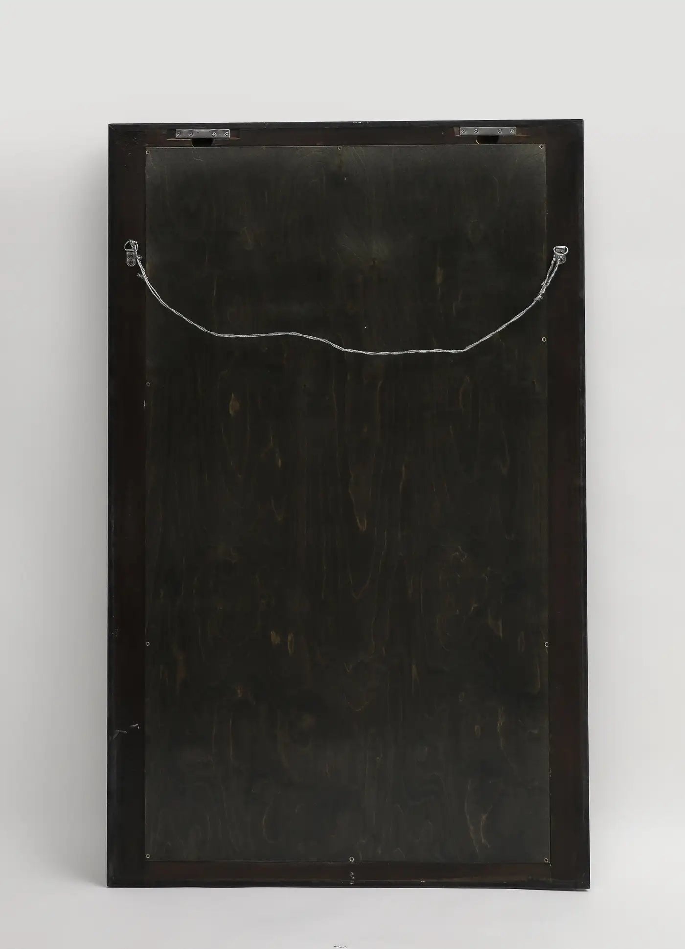 Karl Springer Style Black Goat Skin Wall Mirror with Gold Leaf Accents