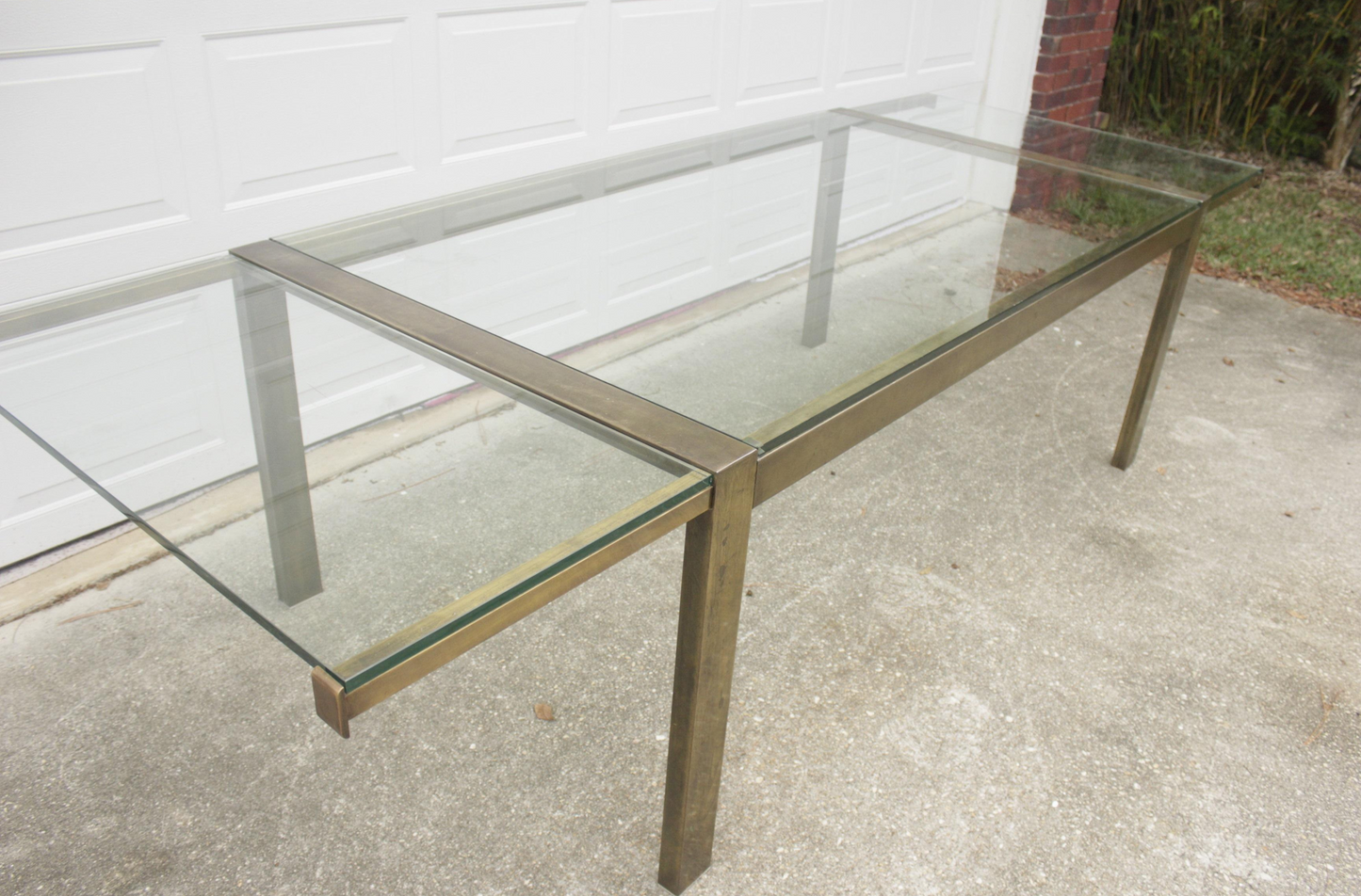 Mid-Century Modern Mastercraft Brass and Glass Extension Dining Table