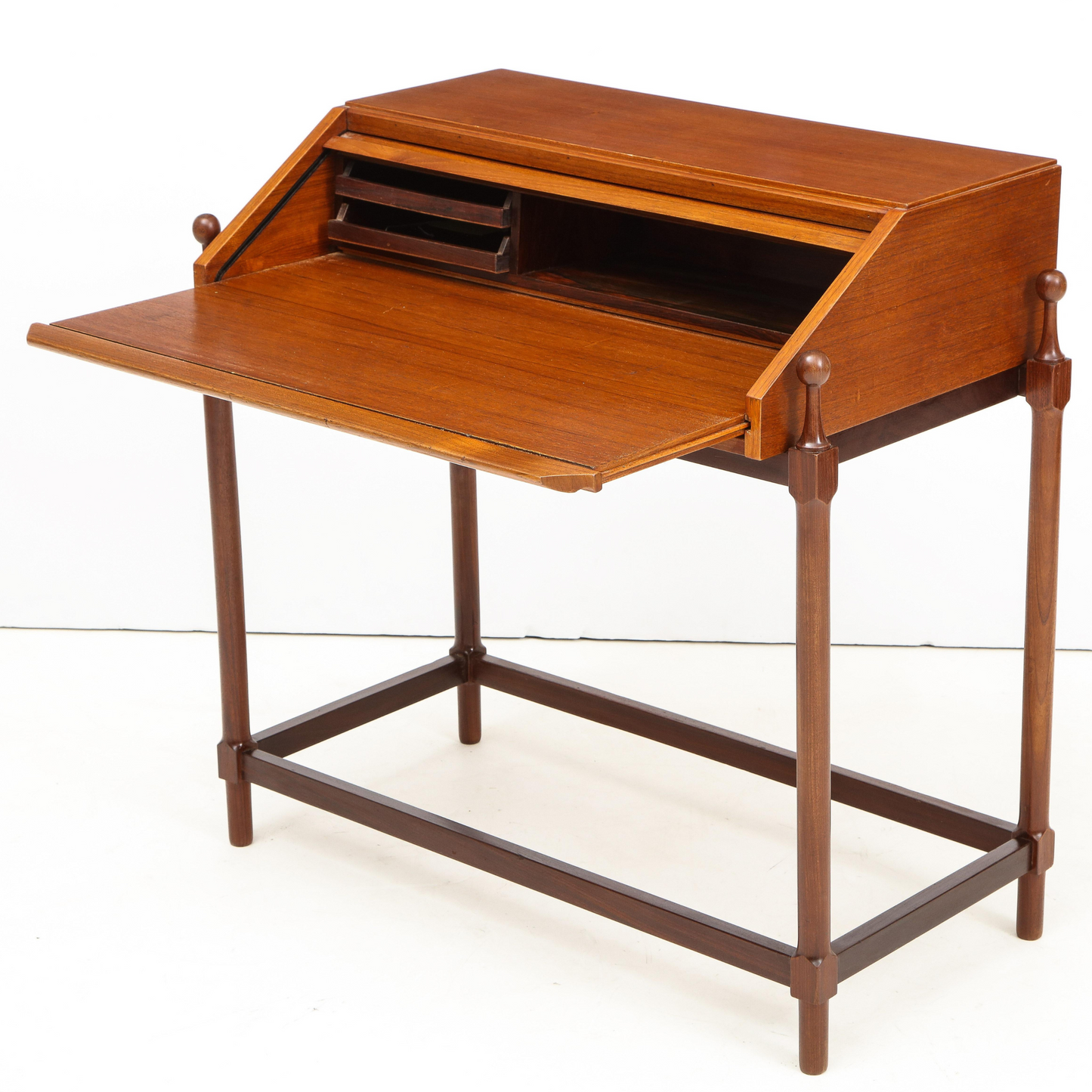Modernist Teak Rollup Secretary Desk by Fratelli Proserpio, Italy, 1960s