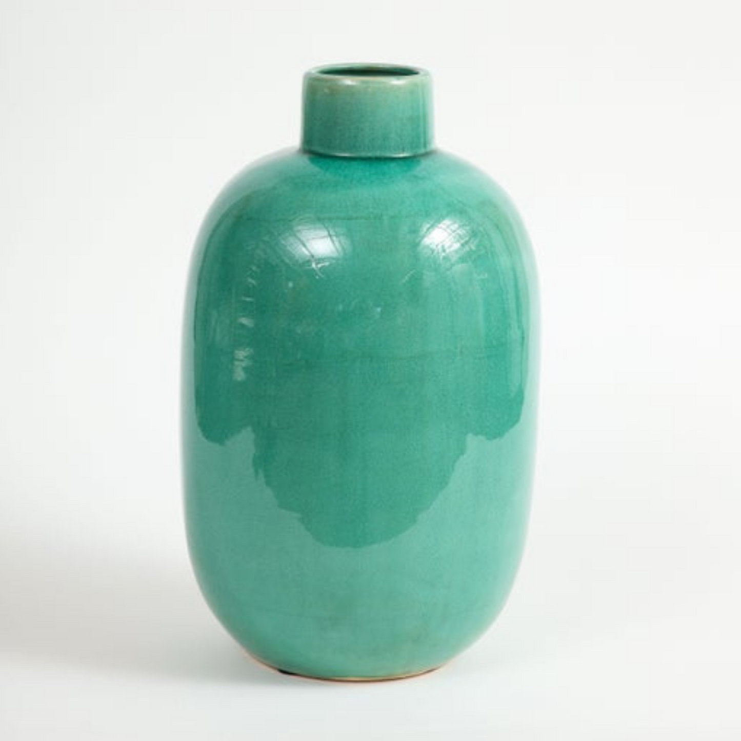 Teal Pottery Vase Circa 1960