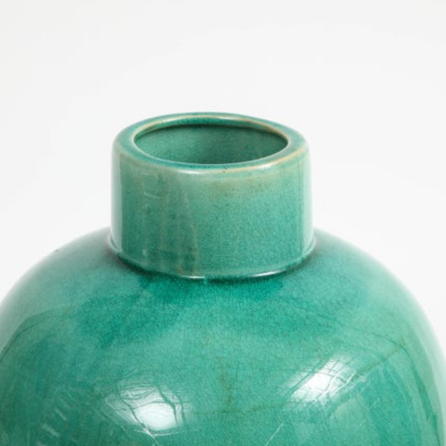 Teal Pottery Vase Circa 1960