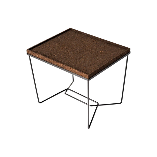 "Trombone" Black Lacquered Steel & Burnt Cork Side Table by Facto Atelier Paris