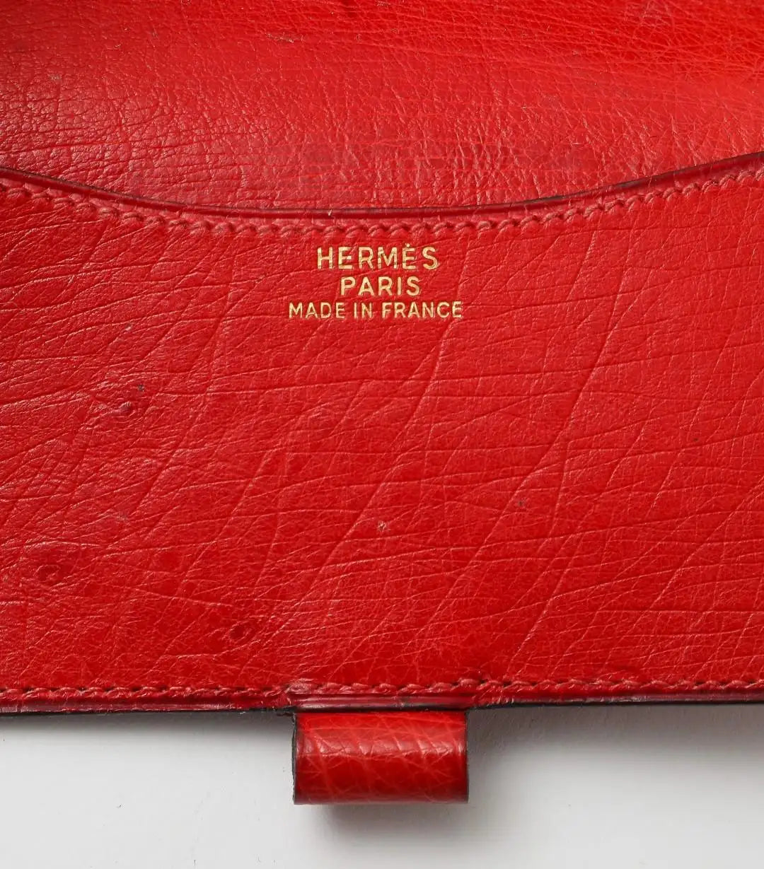 Vintage Midcentury Hermès Red Ostrich Pocket Agenda with Pen