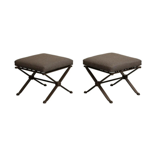 Pair of Contemporary Herringbone X-Form Bronze Benches