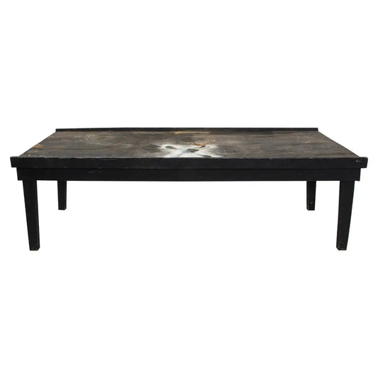 20th Century American Primitive Rustic Black Painted Oak Work Table