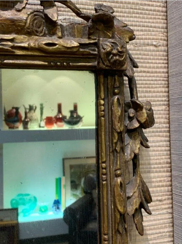 19th Century French Carved Giltwood Mirror with Verre Églomisé Decoration