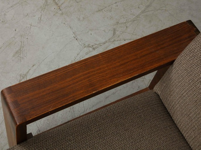 Oak Lounge Chair by Hans Krieks with Herringbone Upholstery, circa 1970s