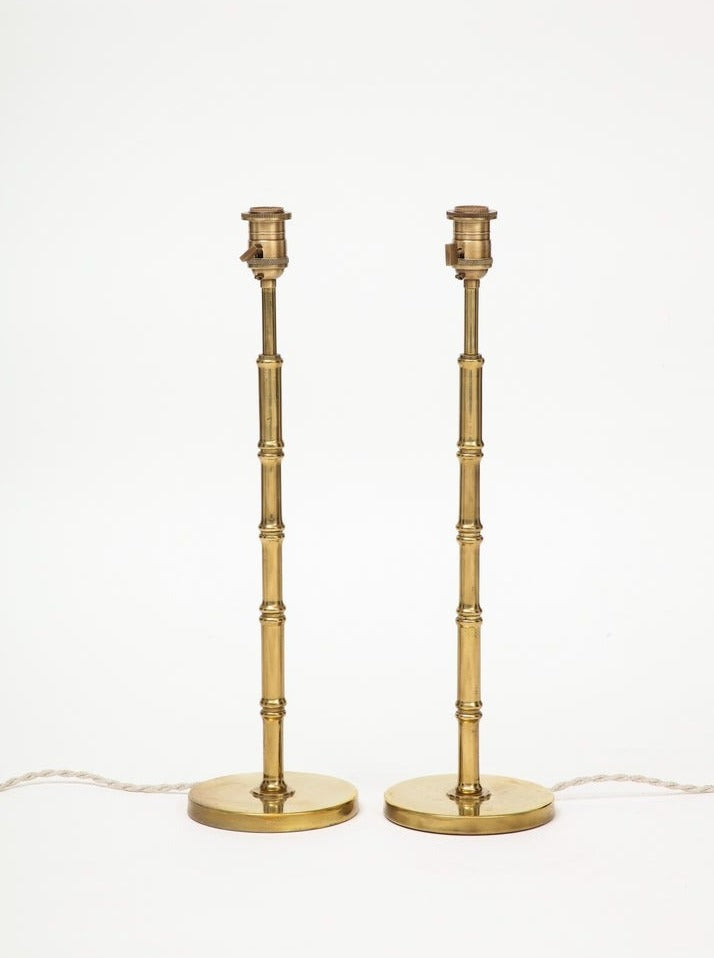 Pair of French Baguès-Style Brass Table Lamps, 1960s
