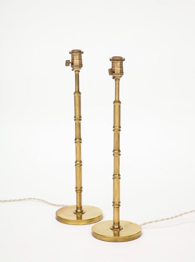 Pair of French Baguès-Style Brass Table Lamps, 1960s