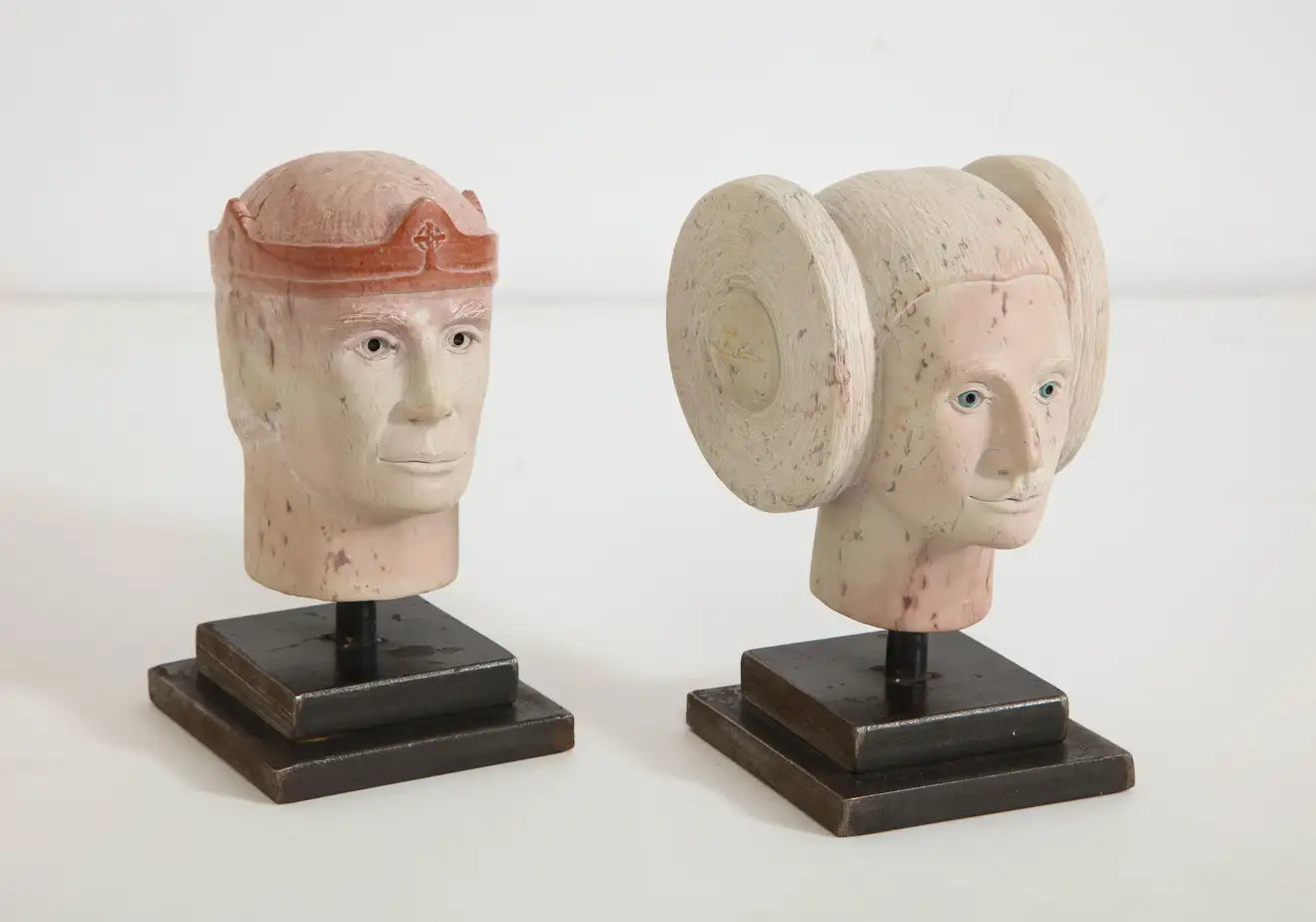 Mystical Prince and Princess Granite Marble Head Sculptures by Scott McLeod
