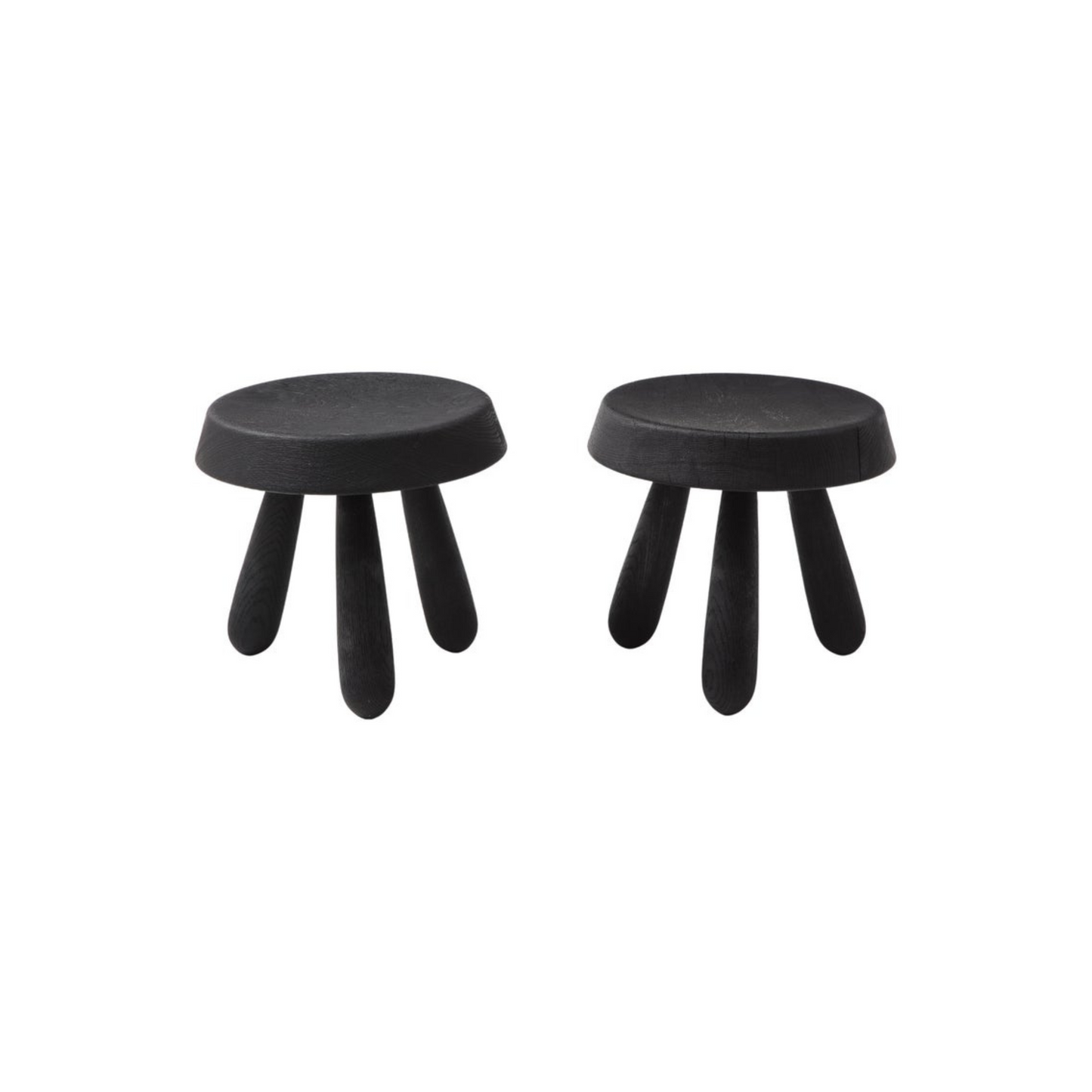 Petite Pair of Burnt Oak Tripod Stools by Douglas Mont for Facto Atelier Paris