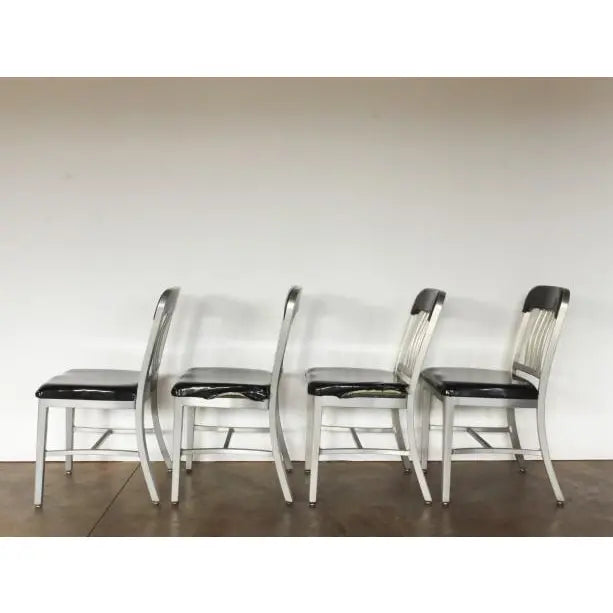 Aluminum and Black Vinyl Schoolhouse Chairs