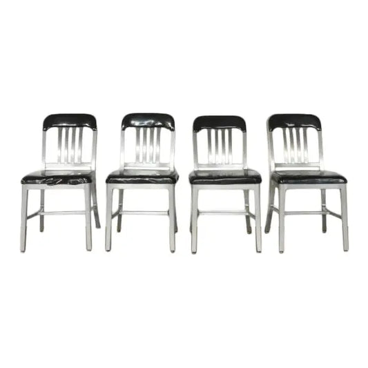 Aluminum and Black Vinyl Schoolhouse Chairs