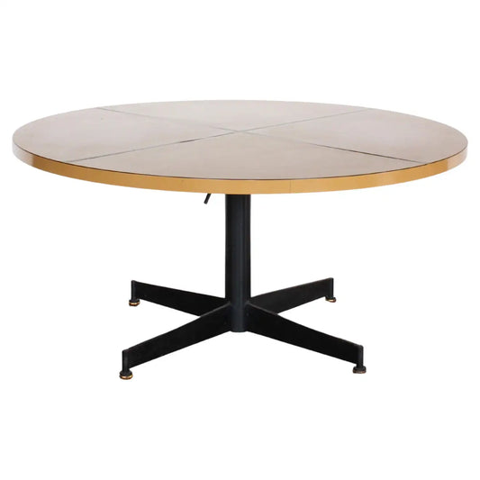 Mid-Century Modern Blackened Iron & Melamine Table with Brass Inlay, c. 1960