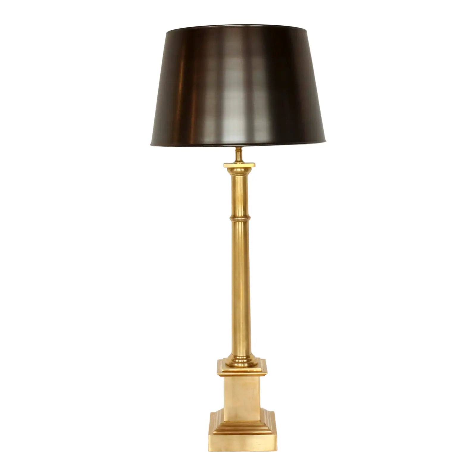 Josephine Antique Brass Table Lamp With Black Metal Shade – Nate