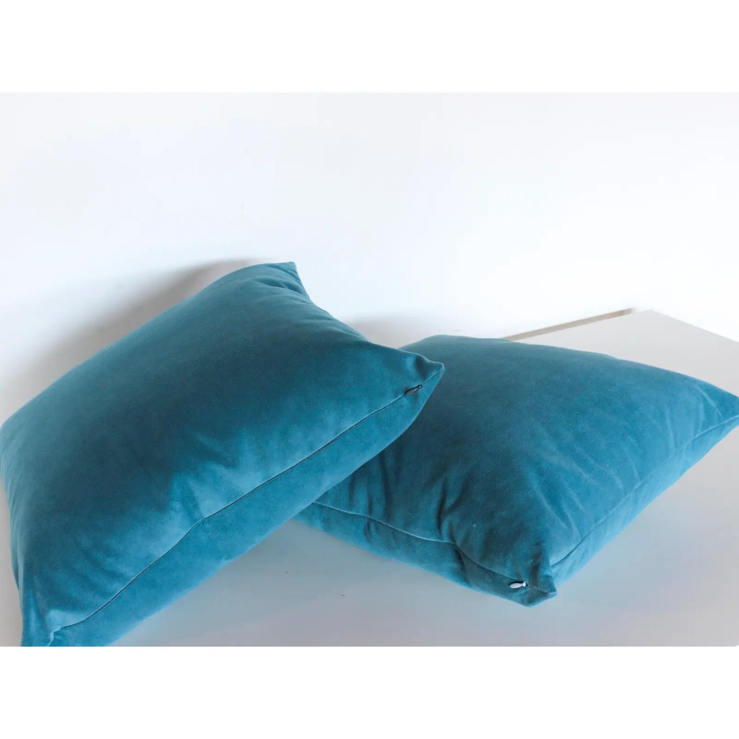 Pair of Turquoise Velvet Accent Pillows