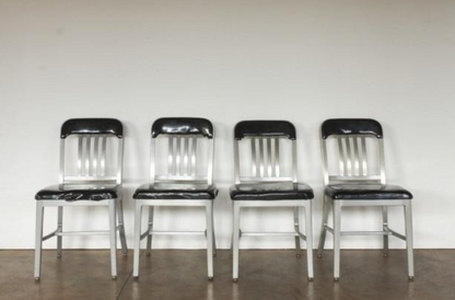 Aluminum and Black Vinyl Schoolhouse Chairs