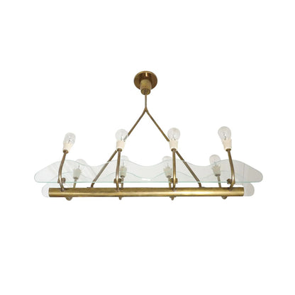 1930s Italian Art Deco Brass and Glass 8-Light Pendant