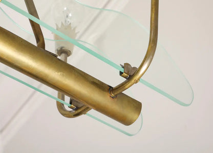 1930s Italian Art Deco Brass and Glass 8-Light Pendant