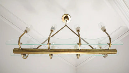 1930s Italian Art Deco Brass and Glass 8-Light Pendant