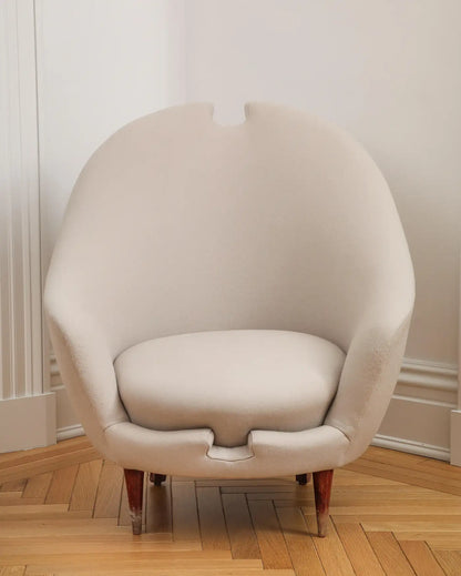 1950s Italian Federico Munari Upholstered Curved Lounge Chair