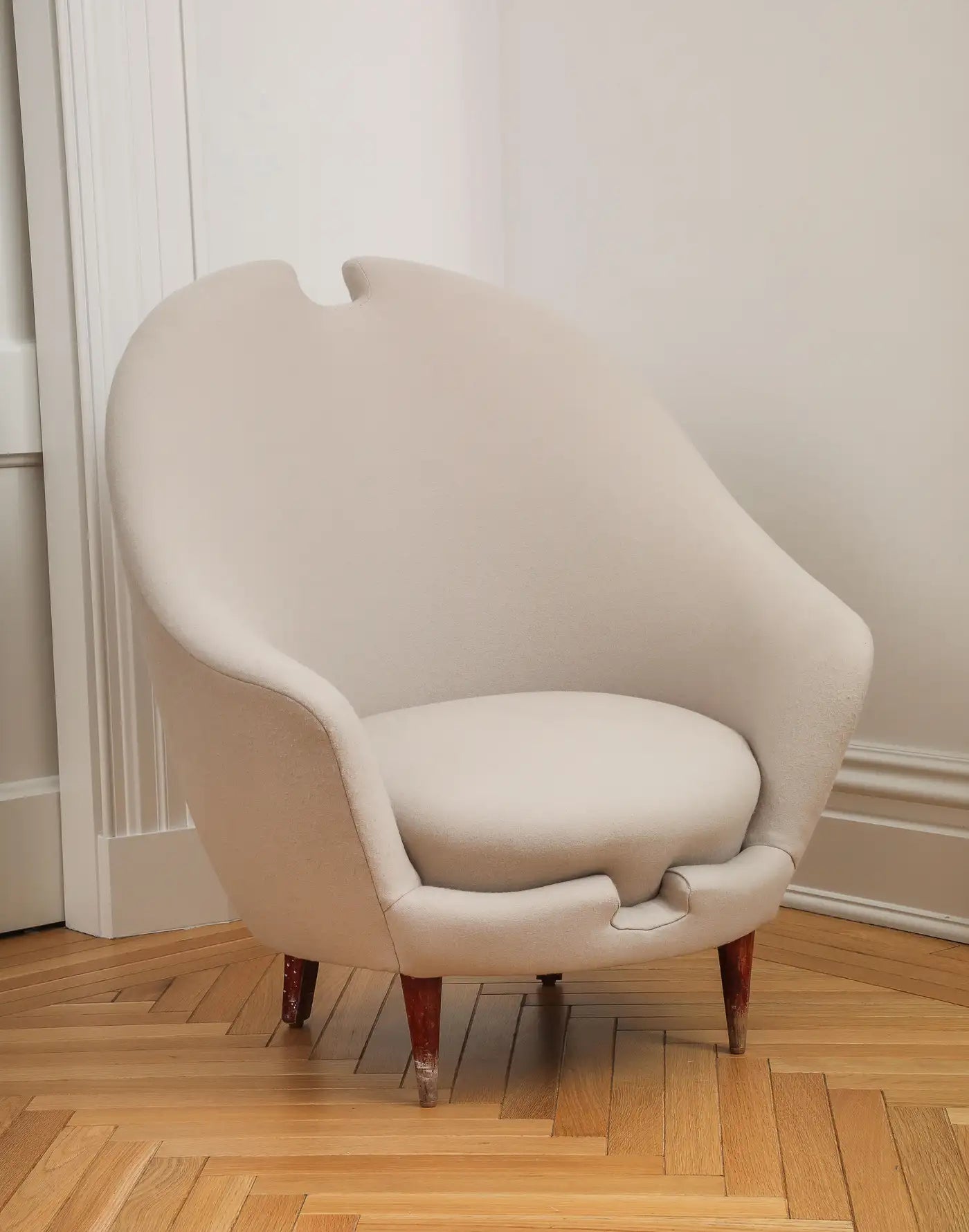 1950s Italian Federico Munari Upholstered Curved Lounge Chair