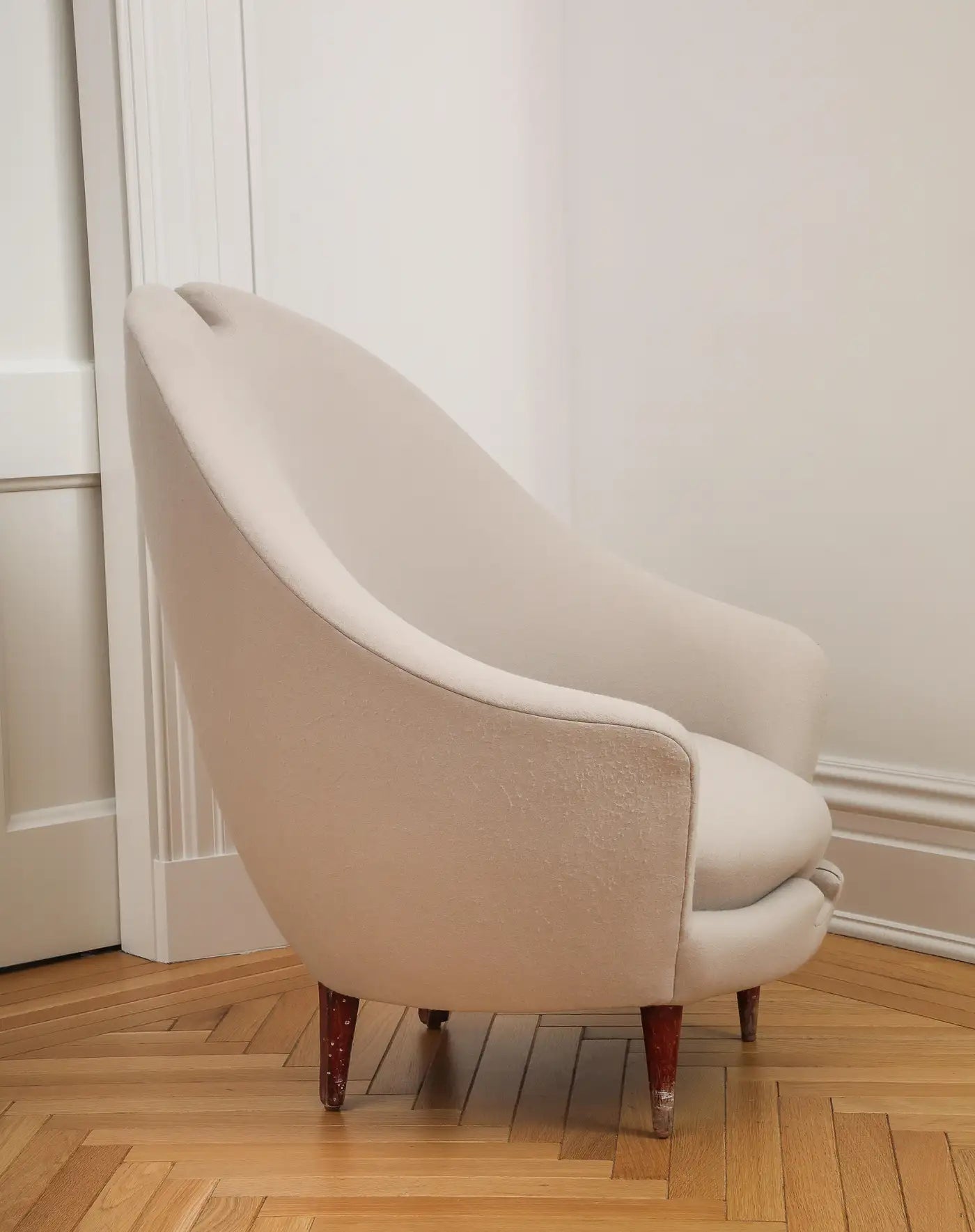 1950s Italian Federico Munari Upholstered Curved Lounge Chair