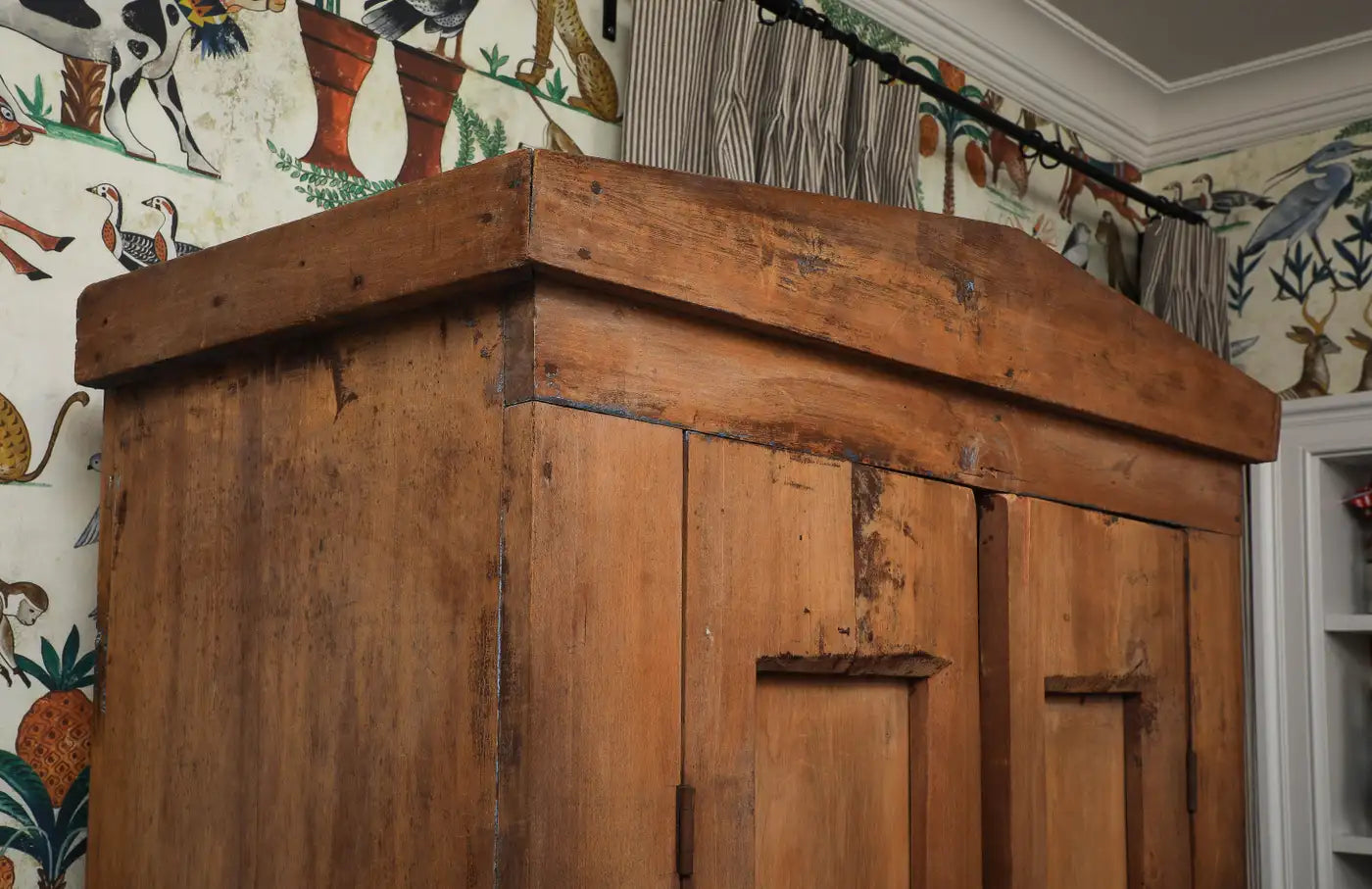 19th Century American Wood Armoire with Original Hardware