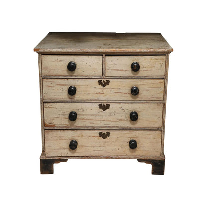 19th Century English Chest of Drawers with Original Ivory Paint