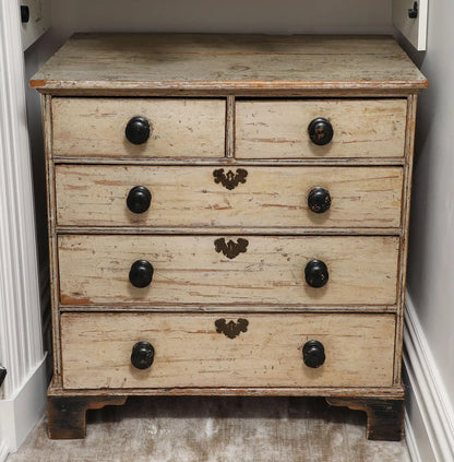 19th Century English Chest of Drawers with Original Ivory Paint