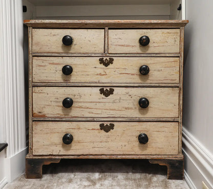 19th Century English Chest of Drawers with Original Ivory Paint