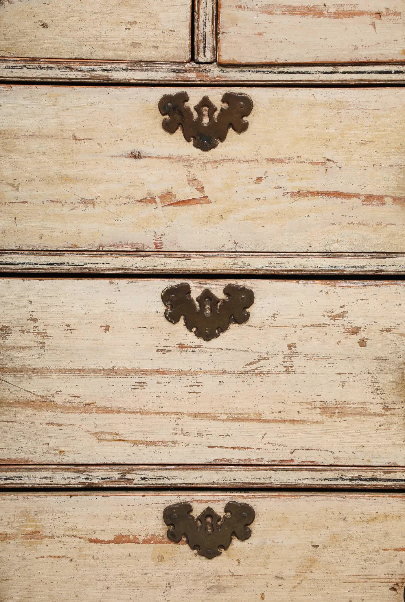 19th Century English Chest of Drawers with Original Ivory Paint