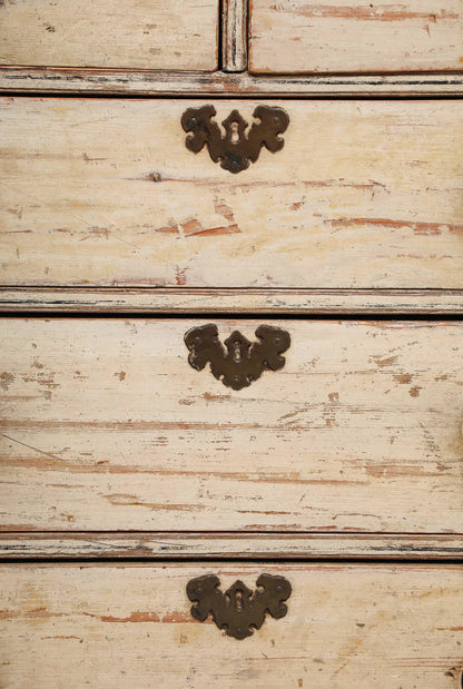 19th Century English Chest of Drawers with Original Ivory Paint