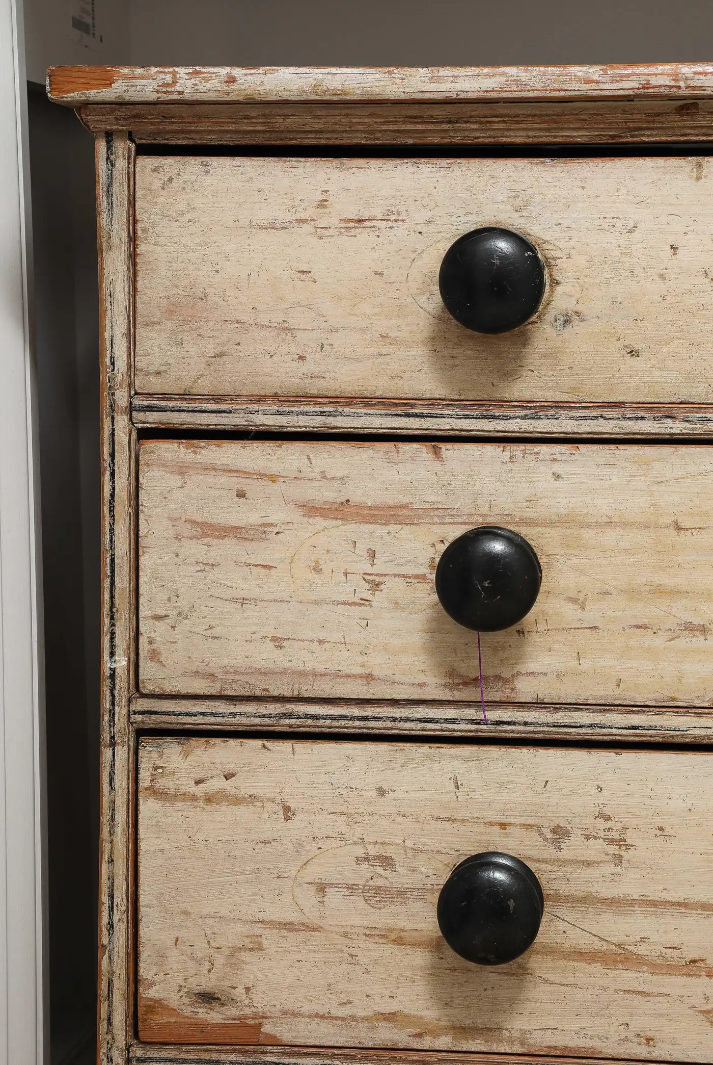 19th Century English Chest of Drawers with Original Ivory Paint