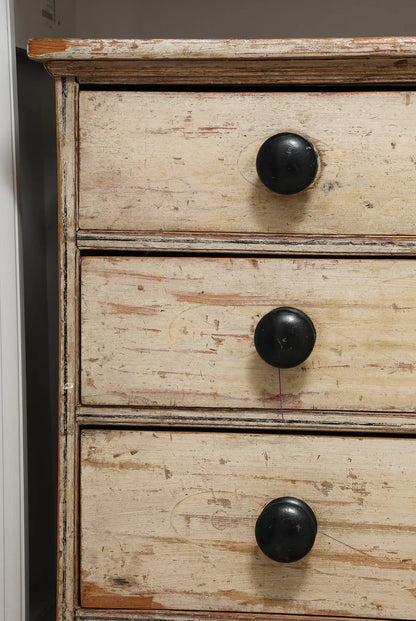 19th Century English Chest of Drawers with Original Ivory Paint
