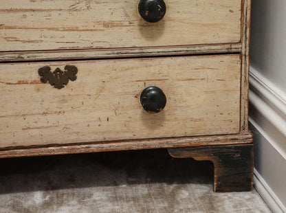19th Century English Chest of Drawers with Original Ivory Paint
