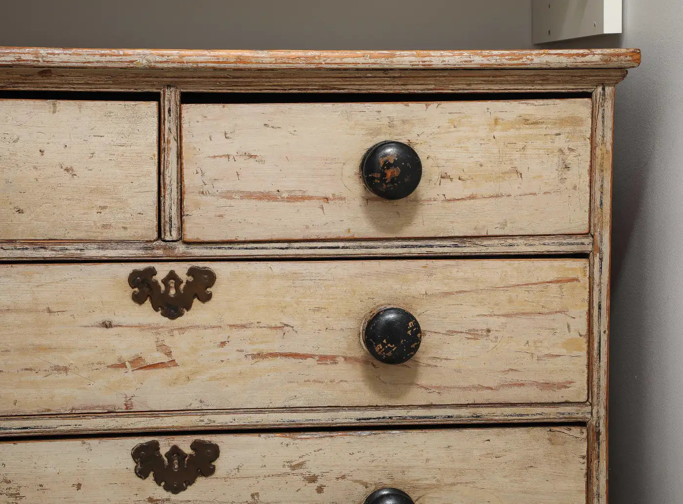 19th Century English Chest of Drawers with Original Ivory Paint