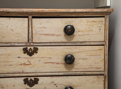19th Century English Chest of Drawers with Original Ivory Paint