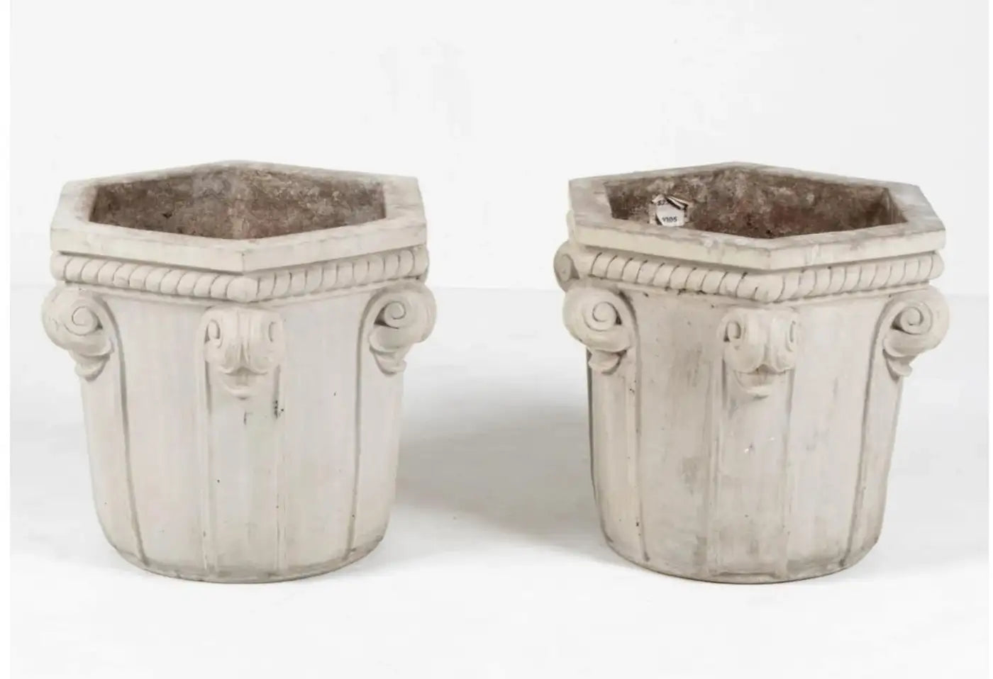 Pair of Large Art Deco Style Cast Stone Outdoor Planters