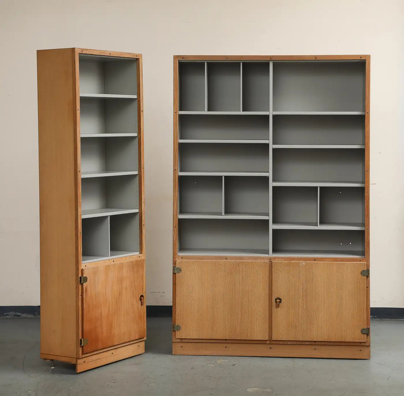 2-Piece Scandinavian Oak Bookcase System by Børge Mogensen, Denmark 1970s