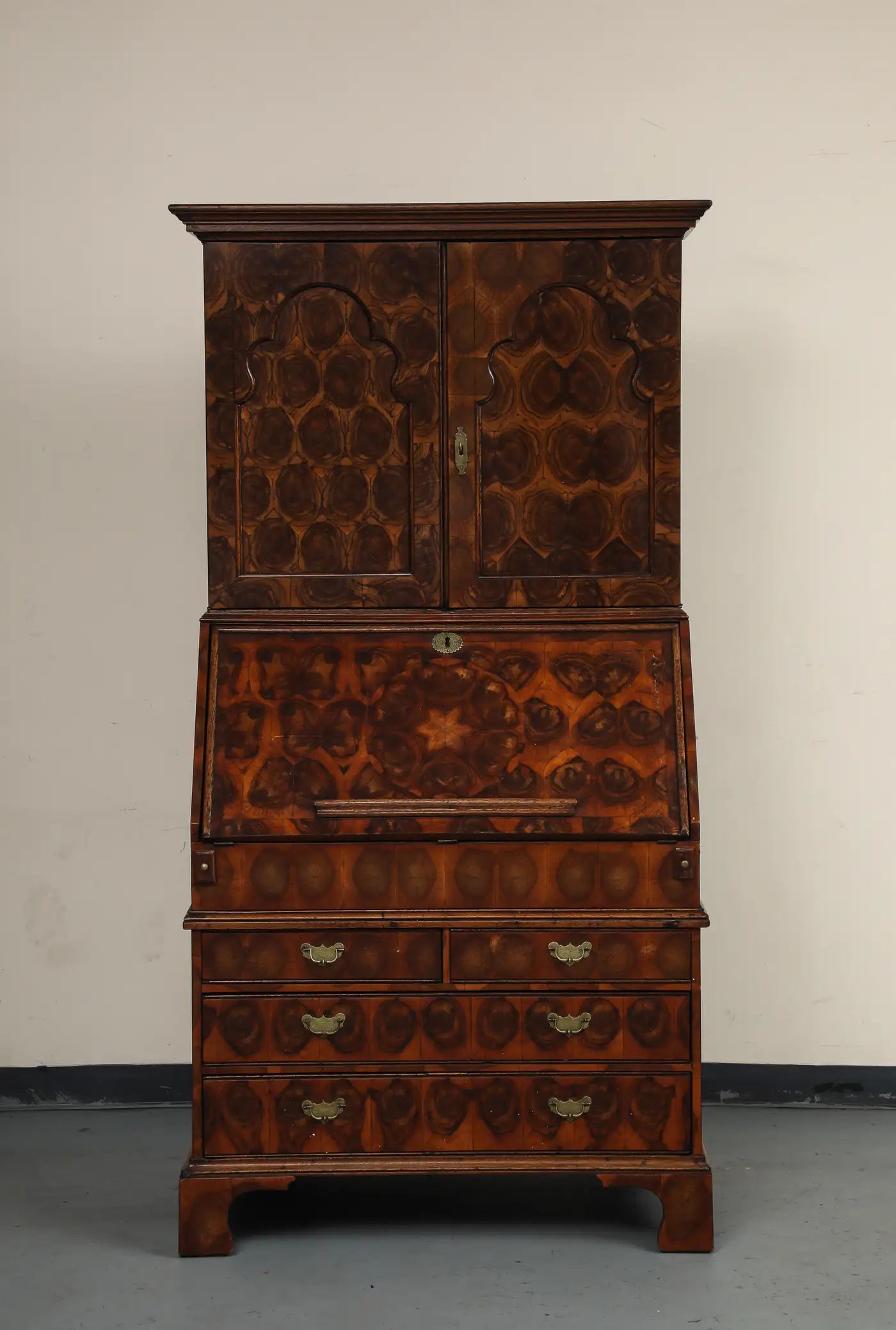 20th Century English Secretaire with Oyster Veneer