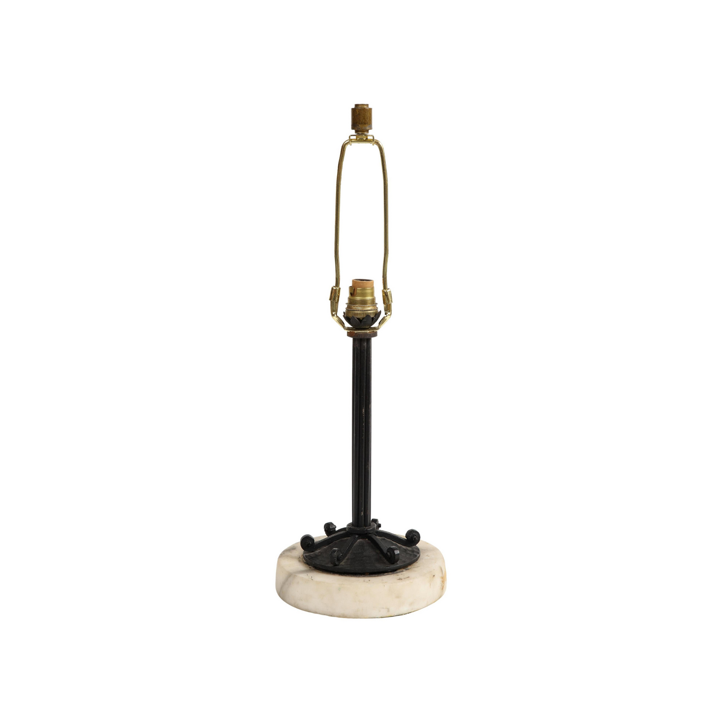 20th Century French Iron Table Lamp on Marble Base