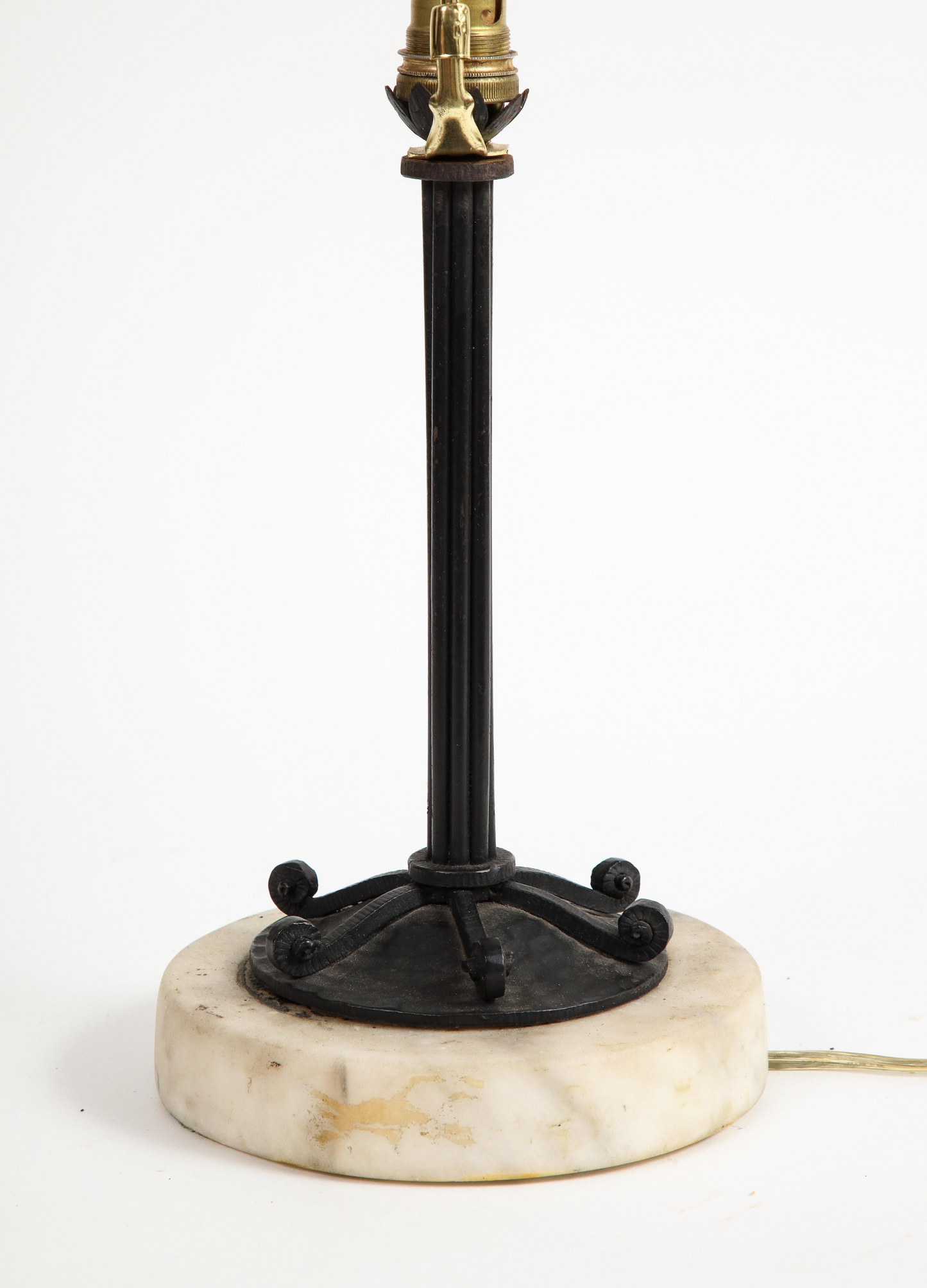 20th Century French Iron Table Lamp on Marble Base